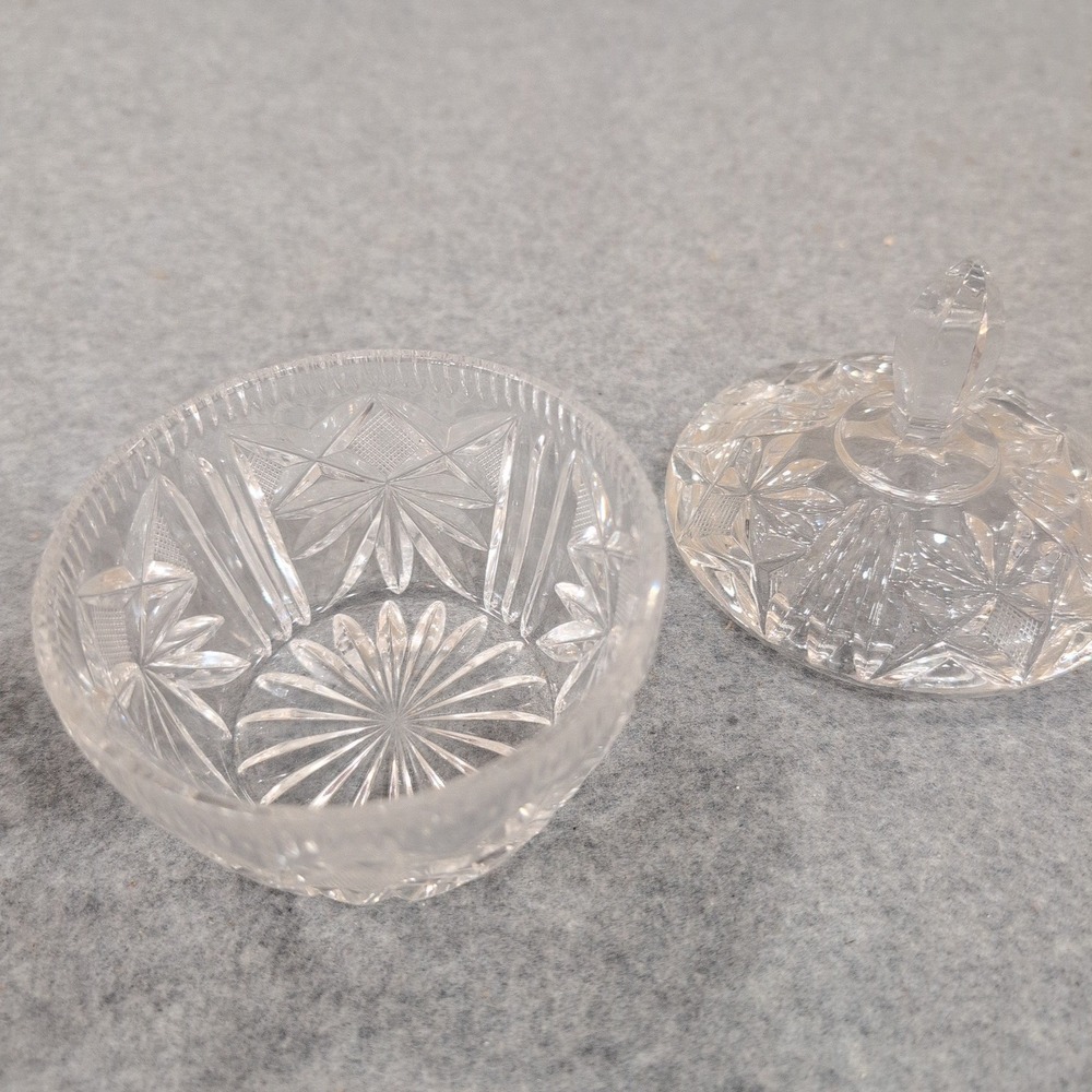 Vtg Miniature Cut Crystal Creamer and‎ Lidded Sugar Bowl Set Starburst Pattern - Picture 4 of 6